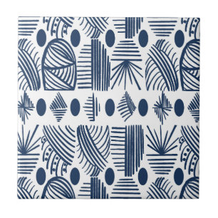 Karibischer Stammbaum: Weiß, Navy Blue Fliese