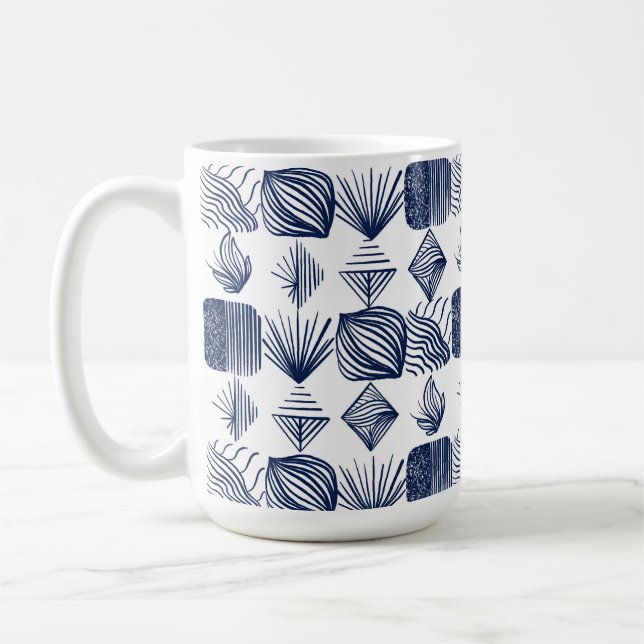 Karibischer Stammbaum: Weiß, Navy Blue Kaffeetasse (Links)