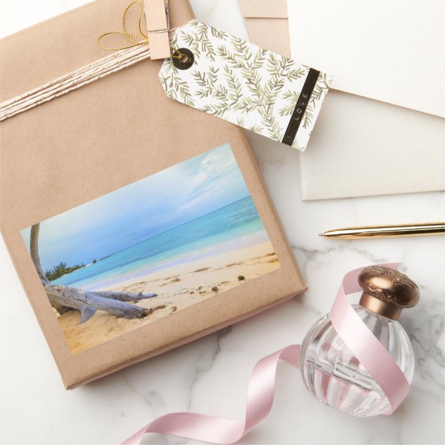 Karibischer Strand Rechteckiger Aufkleber (Schenken)