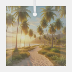 karibischer/tropischer/hawaiianischer Sonnenunterg Ornament Aus Glas