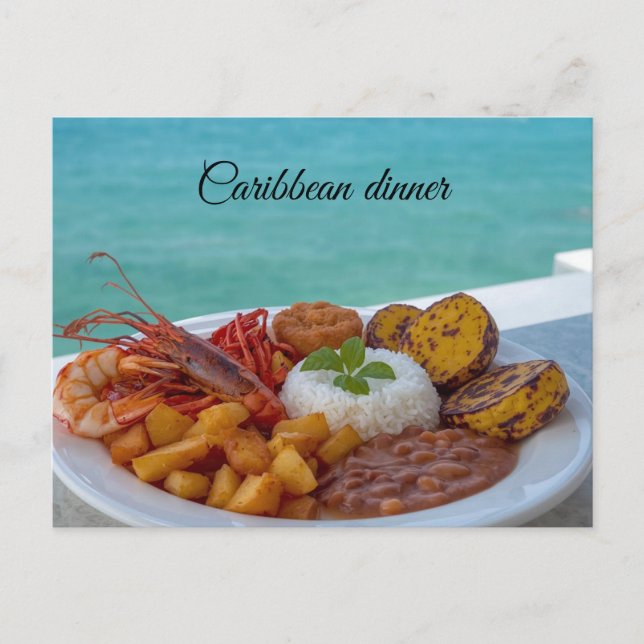 karibisches Abendessen Postkarte (Vorderseite)