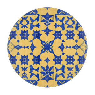 Karibisches Blau-Gold-Fliesenmotiv Azulejo Schneidebrett