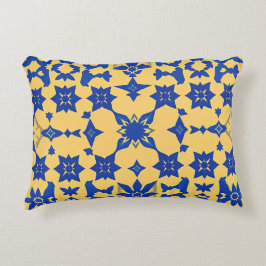 Karibisches Blau-Gold-Fliesenmotiv Muster Azulejo  Dekokissen