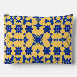 Karibisches Blau-Gold-Fliesenmotiv Muster Azulejo  Zubehörtasche