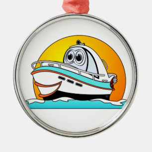Karibisches Cartoon Motorboot Ornament Aus Metall