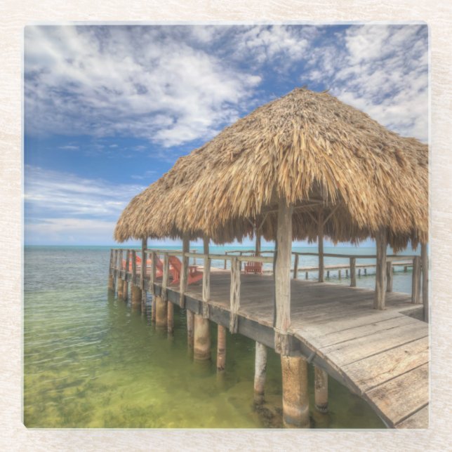 Karibisches Dock Glasuntersetzer (Vorderseite)