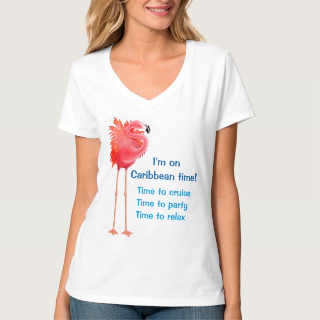 Karibisches Flamingo-Kreuzen T-Shirt (Vorderseite)