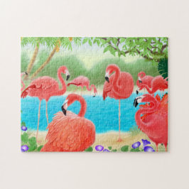 Karibisches Flamingo-Lagune-Puzzlespiel