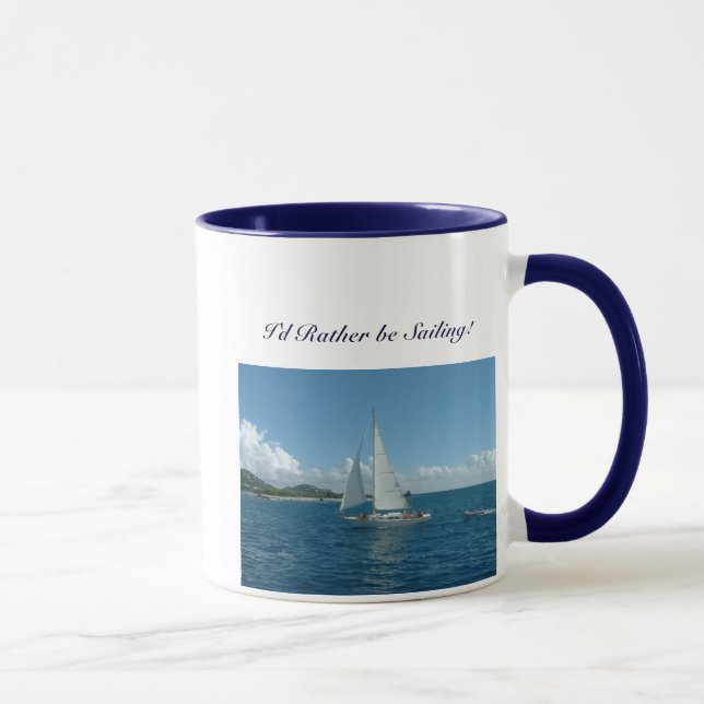 Karibisches Segelboot, würde ich vielmehr segeln! Tasse (Rechts)