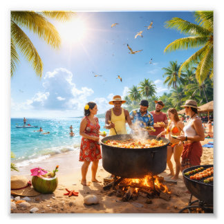 Karibisches Strandfest unter der goldenen Sonne Fotodruck