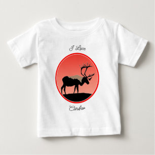 Karibu bei Sonnenuntergang - Originale Wildtierkun Baby T-shirt