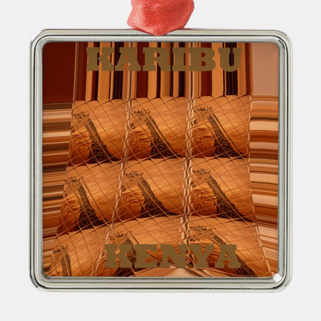 Karibu Giraffe Hakuna Matata Chic Modern Art Col Silbernes Ornament (Vorne)