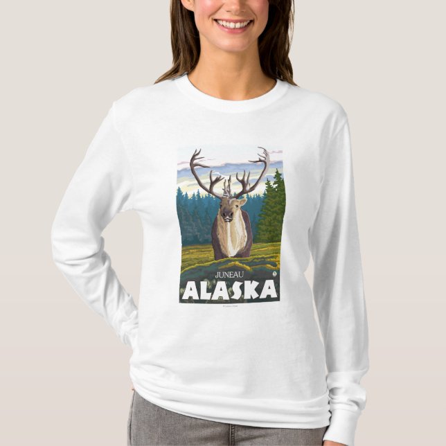 Karibu im wilden - Juneau, Alaska T-Shirt (Vorderseite)