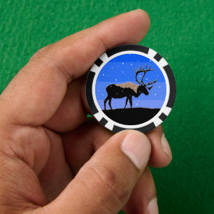 Karibu im Winter - Originale Wildtierkunst Pokerchips