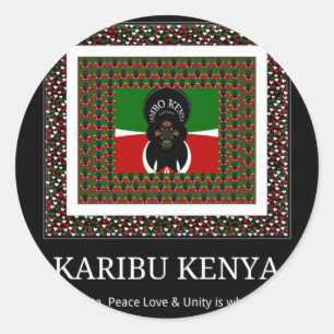 Karibu Kenia: Lebendige Nationalflaggenfarben Haku Runder Aufkleber