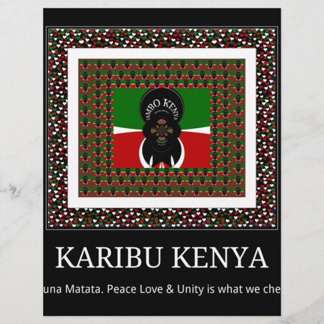 Karibu Kenya: Vibrant National Flag Colors Design (Vorderseite)