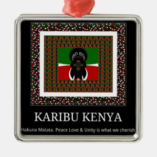 Karibu Kenya: Vibrant National Flag Colors Hakuna Silbernes Ornament