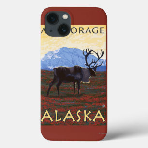 Karibu-Szene - Anchorage, Alaska iPhone 13 Hülle