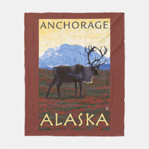 Karibu-Szene - Anchorage, Alaska Fleecedecke