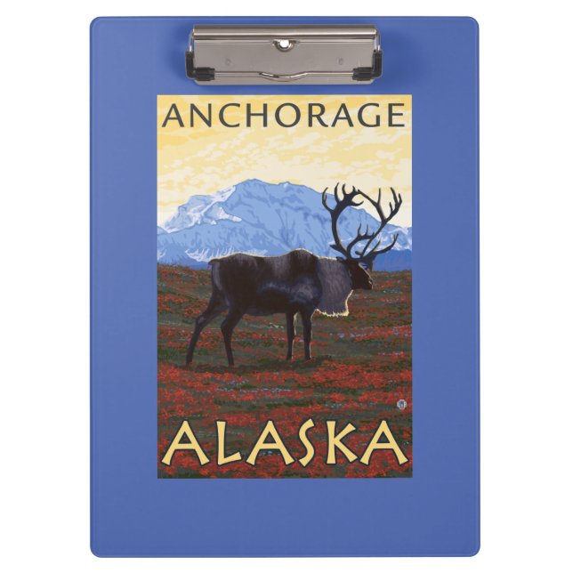 Karibu-Szene - Anchorage, Alaska Klemmbrett (Vorderseite)