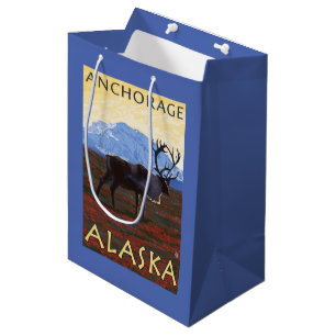 Karibu-Szene - Anchorage, Alaska Mittlere Geschenktüte
