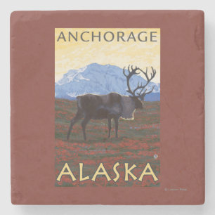 Karibu-Szene - Anchorage, Alaska Steinuntersetzer