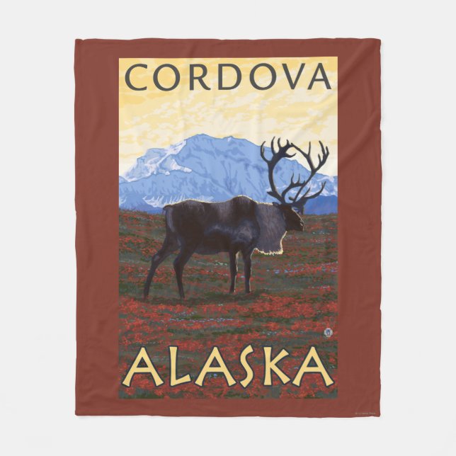 Karibu-Szene - Cordova, Alaska Fleecedecke (Vorderseite)