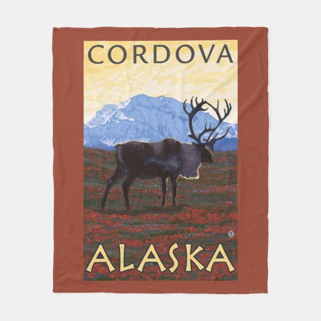 Karibu-Szene - Cordova, Alaska Fleecedecke (Vorderseite)