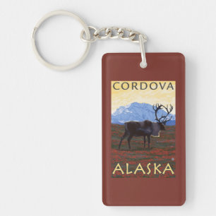 Karibu-Szene - Cordova, Alaska Schlüsselanhänger
