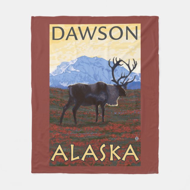 Karibu-Szene - Dawson, Alaska Fleecedecke (Vorderseite)