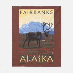 Karibu-Szene - Fairbanks, Alaska Fleecedecke