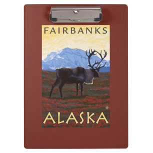 Karibu-Szene - Fairbanks, Alaska Klemmbrett