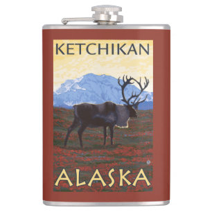 Karibu-Szene - Ketchikan, Alaska Flachmann