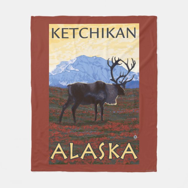 Karibu-Szene - Ketchikan, Alaska Fleecedecke (Vorderseite)