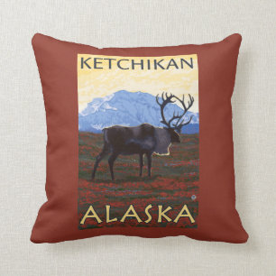 Karibu-Szene - Ketchikan, Alaska Kissen