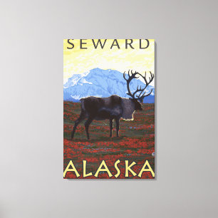 Karibu-Szene - Seward, Alaska Leinwanddruck