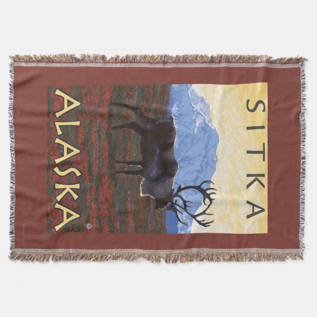 Karibu-Szene - Sitka, Alaska Decke (Vorderseite)
