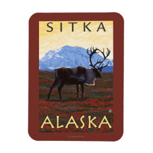 Karibu-Szene - Sitka, Alaska Magnet