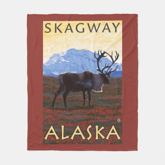 Karibu-Szene - Skagway, Alaska Fleecedecke (Vorderseite)