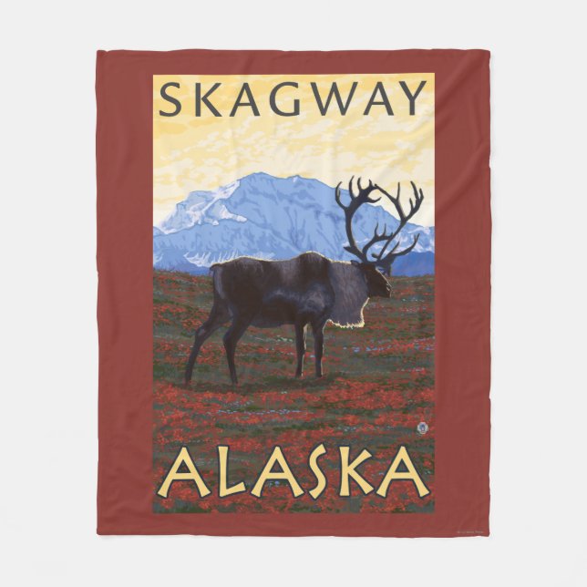 Karibu-Szene - Skagway, Alaska Fleecedecke (Vorderseite)