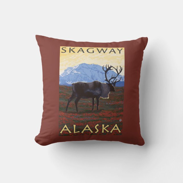 Karibu-Szene - Skagway, Alaska Kissen (Vorderseite)