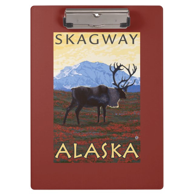 Karibu-Szene - Skagway, Alaska Klemmbrett (Vorderseite)