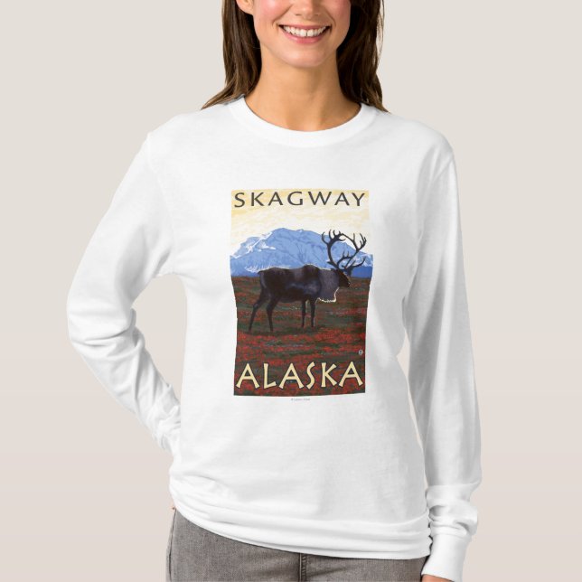 Karibu-Szene - Skagway, Alaska T-Shirt (Vorderseite)