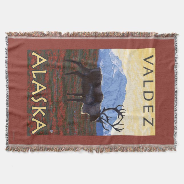 Karibu-Szene - Valdez, Alaska Decke (Vorderseite)