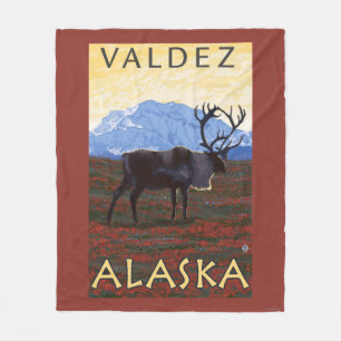 Karibu-Szene - Valdez, Alaska Fleecedecke
