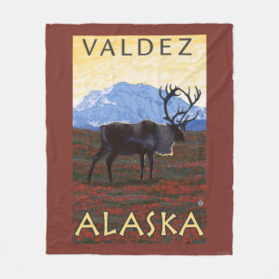 Karibu-Szene - Valdez, Alaska Fleecedecke