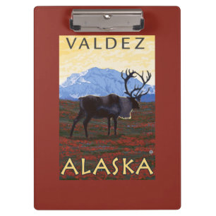 Karibu-Szene - Valdez, Alaska Klemmbrett