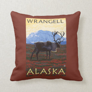 Karibu-Szene - Wrangell, Alaska Kissen