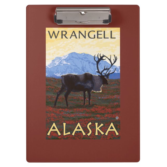 Karibu-Szene - Wrangell, Alaska Klemmbrett (Vorderseite)