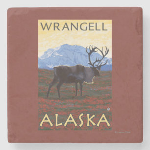 Karibu-Szene - Wrangell, Alaska Steinuntersetzer